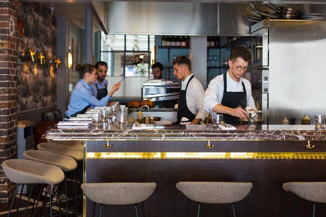Restaurant staff working